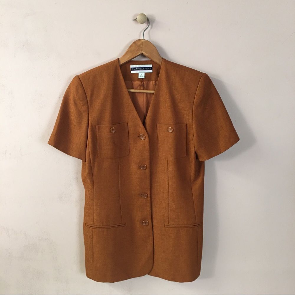 Vintage Amanda Smith Rust Short-Sleeved Blazer Size 4 EUC